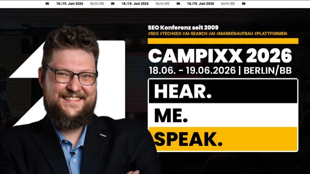 Ankündigungsgrafik mit Portrait von Maximilian D. Muhr zur CAMPIXX 2026 in Berlin